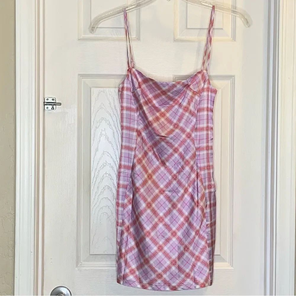Princess Polly Parka Mini Dress Pink Check Size 4